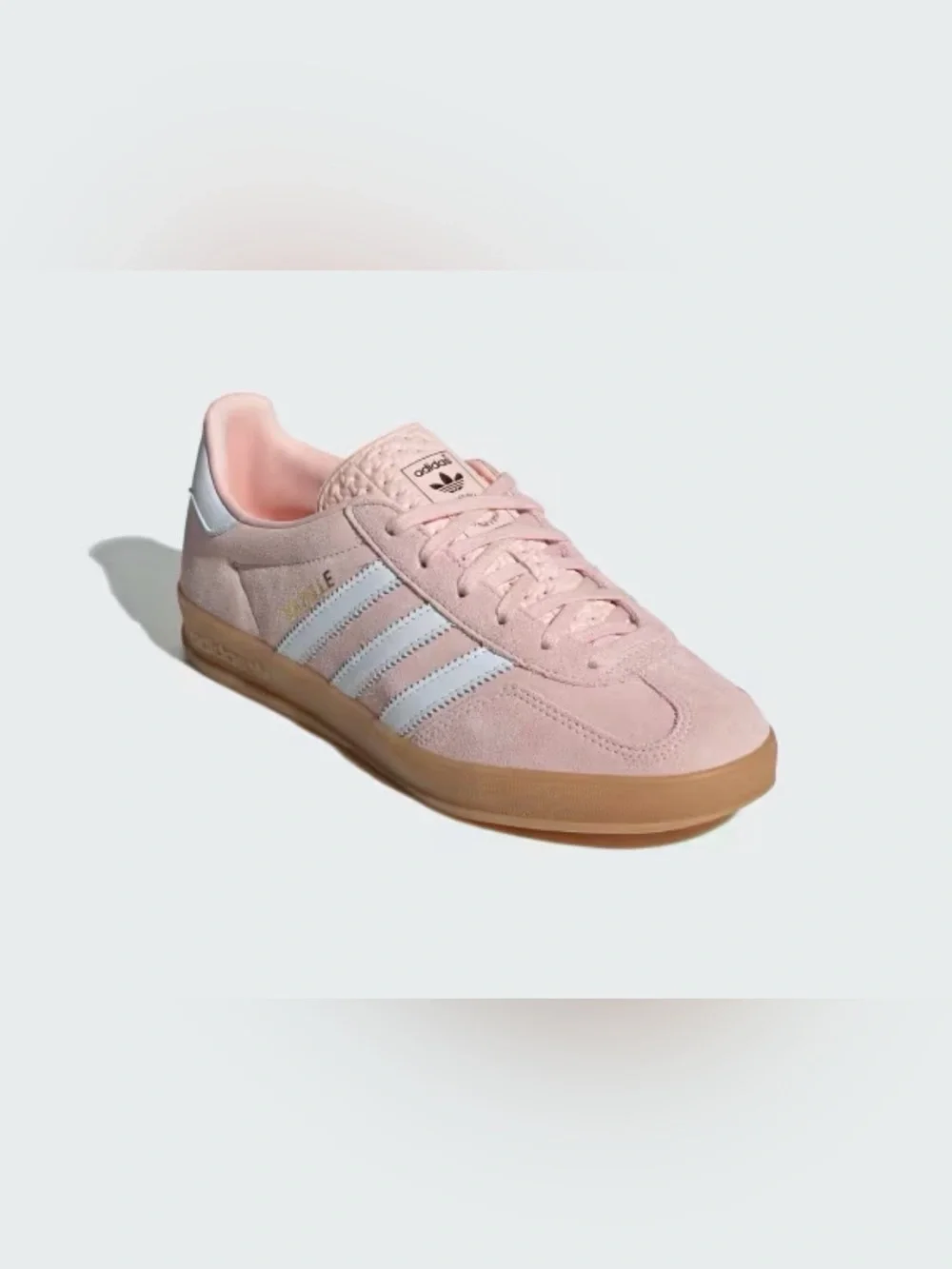Adidas Gazelle Women’s Light Pink Suede Sneakers with White Stripes. - Picture 3 of 5